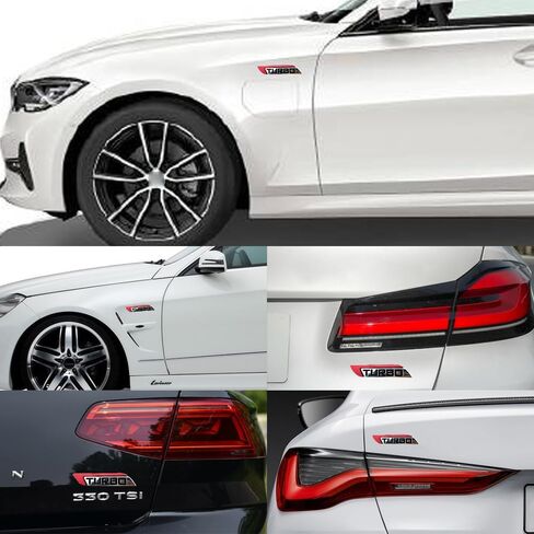 2Pcs Metal Turbo Logo Emblem, Nawpheki Automobiles 3D Turbo Side Fender Badge Car Decals Never Fade Trunk Nameplate Stickers in Saudi Arabia