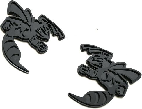 قطعتان من شارات الدبور المخصصة شعار BEE 3D Angry Agressive Badges ملصق استبدال لوحة الاسم لـ 392 345 جسم السيارة العالمي للدراجات النارية SUV ديكور نافذة الباب (نحلة غير لامع) in Kuwait
