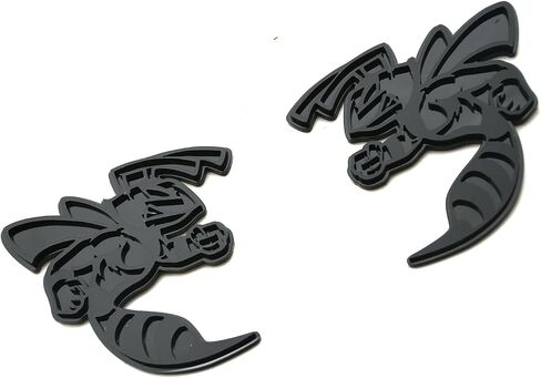 قطعتان من شارات الدبور المخصصة شعار BEE 3D Angry Agressive Badges ملصق استبدال لوحة الاسم لـ 392 345 جسم السيارة العالمي للدراجات النارية SUV ديكور نافذة الباب (نحلة غير لامع) in Kuwait