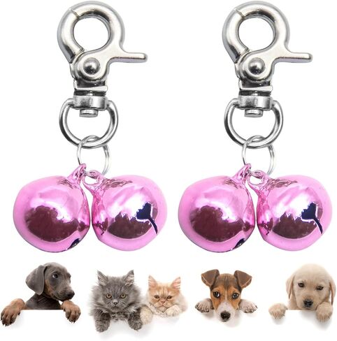 SCENEREAL Bells for Dog Collars - 2 Pack Pet Hanging Ring Bell Accessories for Dog & Cat, Pet Pendant Collar Charm with Heavy Duty Snap Clips, Sliver Bells for Tracking and Training Christmas Gift in Kuwait