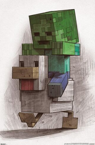 Trends International Minecraft: Mobestiary - Chicken Jockey Wall Poster, 34L x 22.4W, Unframed Version in Saudi Arabia