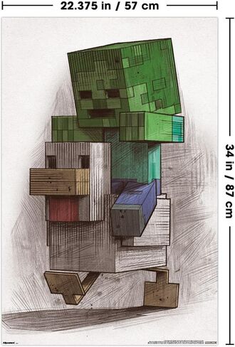 Trends International Minecraft: Mobestiary - Chicken Jockey Wall Poster, 34L x 22.4W, Unframed Version in Saudi Arabia