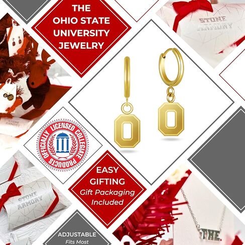 Stone Armory Earrings for Ohio State University Jewelry Gifts for Women, Graduation – Stainless Steel Skin-Friendly Ohio State Buckeyes Earrings 18K Gold Finish OSU Block O Hoops in Saudi Arabia