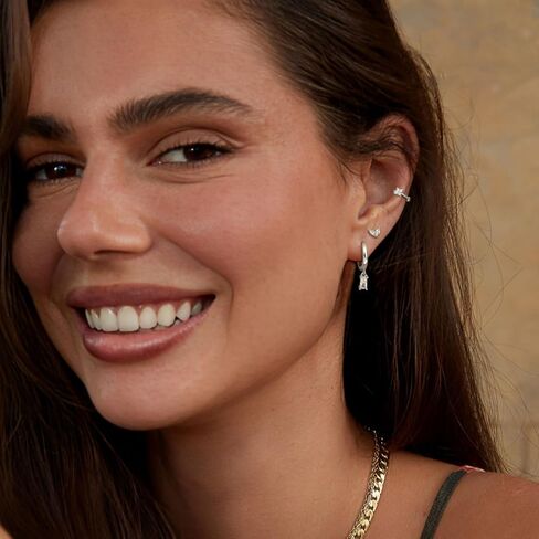14K أقراط مطلية بالذهب للنساء 925 فضة طقم من الحلقان الغضروف لذيذ صغير هوجي هوب مربط القرط مكدسات in Saudi Arabia