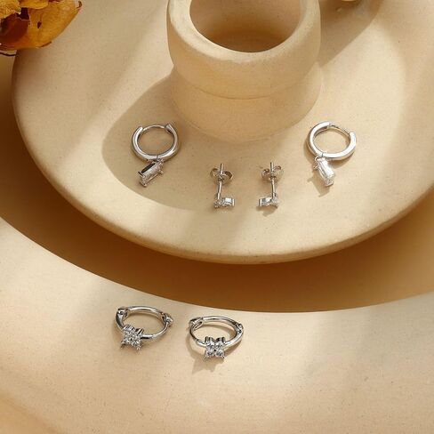 14K أقراط مطلية بالذهب للنساء 925 فضة طقم من الحلقان الغضروف لذيذ صغير هوجي هوب مربط القرط مكدسات in Saudi Arabia