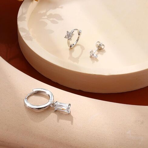 14K أقراط مطلية بالذهب للنساء 925 فضة طقم من الحلقان الغضروف لذيذ صغير هوجي هوب مربط القرط مكدسات in Saudi Arabia