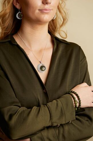 JC Walsh & Sons Connemara Marble Dro Dangle Style أقراط فضية للنساء إكسسوارات هدية عيد ميلاد in Kuwait