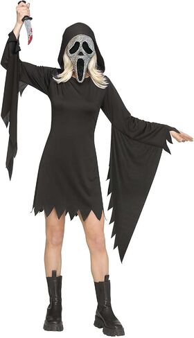 Spirit Halloween Ghost Face Adult Bling Dress Costume | Officially Licensed | Ghost Face Costumes in Saudi Arabia
