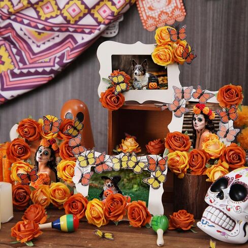 مجموعة إطارات الصور الخشبية من Chunful مكونة من 6 قطع من Dia de Los Muertos مقاس 4×6 بوصة لإطارات الصور ذاتية الصنع ليوم الموتى لمذبح Ofrenda (حجر الراين) in Saudi Arabia