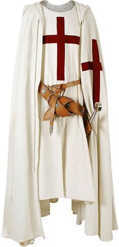 SUNLEXA Medieval Tunic Templar Knight Halloween Costume Hooded Cloak Renaissance Cosplay Medieval Costume (S-6XL) in Saudi Arabia