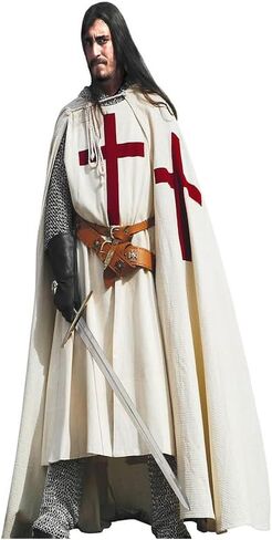 SUNLEXA Medieval Tunic Templar Knight Halloween Costume Hooded Cloak Renaissance Cosplay Medieval Costume (S-6XL) in Saudi Arabia