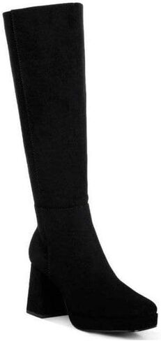 VacationGrabs Ryo Calf-Length Micro Suede Boots in Saudi Arabia