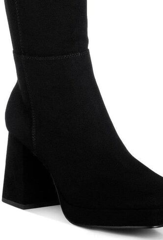 VacationGrabs Ryo Calf-Length Micro Suede Boots in Saudi Arabia