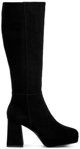 VacationGrabs Ryo Calf-Length Micro Suede Boots in Saudi Arabia