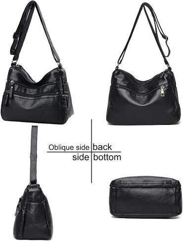 Crossbody Bags for Women - Soft Leather Multi-pocket Purses Shoulder Handbags with Adjustable Shoulder Strap in Saudi Arabia