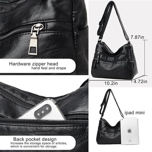Crossbody Bags for Women - Soft Leather Multi-pocket Purses Shoulder Handbags with Adjustable Shoulder Strap in Saudi Arabia