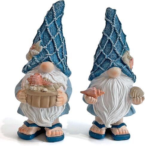 LIFFY Beach Theme Bathroom Gnome Statue - Coastal Christmas Decor - Beach Decor Christmas Gnomes - Coastal Holiday Birthday Gift Ideas, Garden Gnomes Outdoor, Beach Christmas Decorations in Kuwait