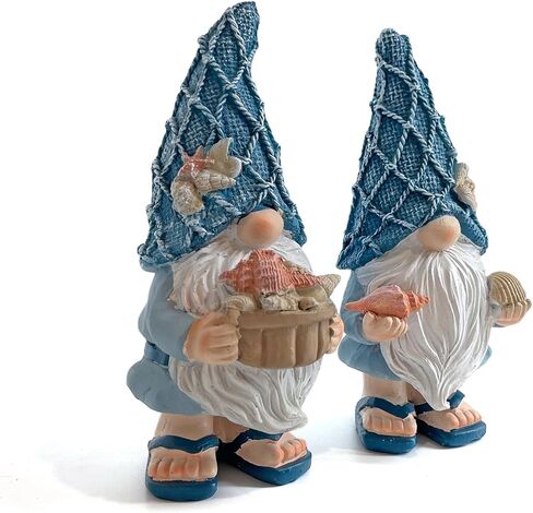 LIFFY Beach Theme Bathroom Gnome Statue - Coastal Christmas Decor - Beach Decor Christmas Gnomes - Coastal Holiday Birthday Gift Ideas, Garden Gnomes Outdoor, Beach Christmas Decorations in Kuwait