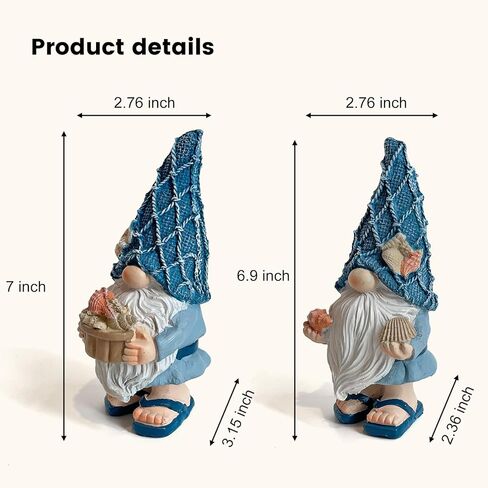 LIFFY Beach Theme Bathroom Gnome Statue - Coastal Christmas Decor - Beach Decor Christmas Gnomes - Coastal Holiday Birthday Gift Ideas, Garden Gnomes Outdoor, Beach Christmas Decorations in Kuwait