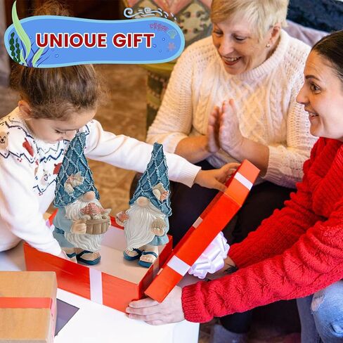 LIFFY Beach Theme Bathroom Gnome Statue - Coastal Christmas Decor - Beach Decor Christmas Gnomes - Coastal Holiday Birthday Gift Ideas, Garden Gnomes Outdoor, Beach Christmas Decorations in Kuwait