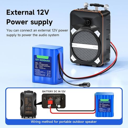 Rechargeable 12V 5600mAh Li-ion Battery, Bare Leads Wire Replacement Battery Pack with Charger Compatible with 12V Devices Robot,RC car, Solar Panels, DIY, LED Light Strip, CCTV Camera etc in Kuwait