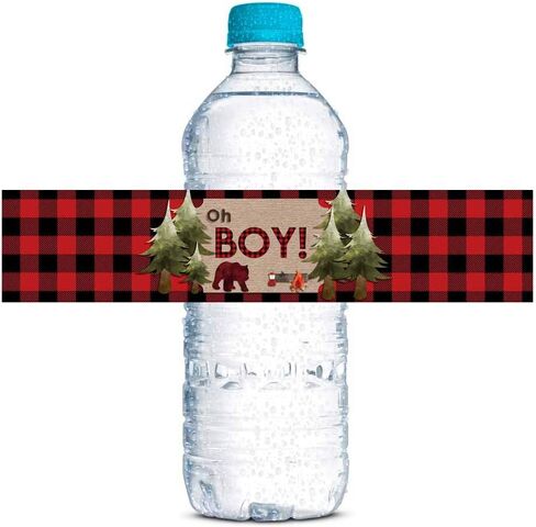 Blue Watercolor It's a Boy Baby Shower Waterproof Water Bottle Sticker Wrappers 20 Wrap Around Labels Sized 1.75" x 8.5" by AmandaCreation in Saudi Arabia