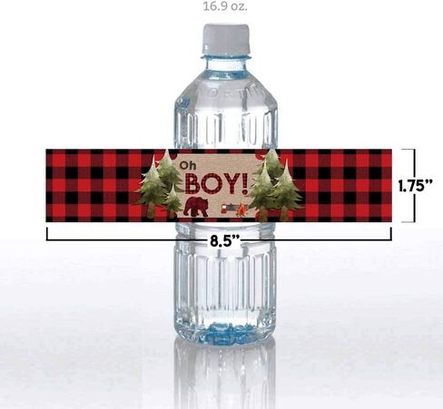 Blue Watercolor It's a Boy Baby Shower Waterproof Water Bottle Sticker Wrappers 20 Wrap Around Labels Sized 1.75" x 8.5" by AmandaCreation in Saudi Arabia