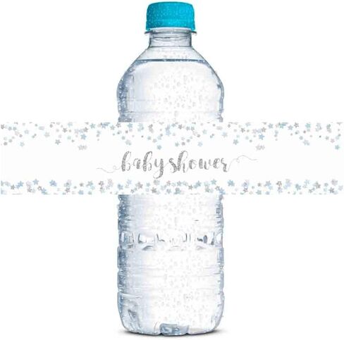 Blue Watercolor It's a Boy Baby Shower Waterproof Water Bottle Sticker Wrappers 20 Wrap Around Labels Sized 1.75" x 8.5" by AmandaCreation in Saudi Arabia
