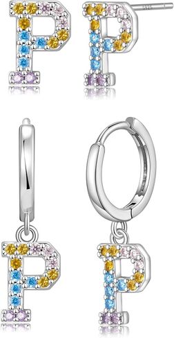 Hypoallergenic Earrings for Women Girls Sterling Silver 925-Littel Cute Kids Stud Hoop Dangle Initial Letter Earring for Girls Jewelry Present in Saudi Arabia