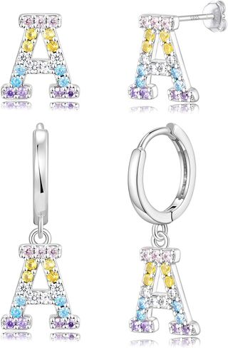 Hypoallergenic Earrings for Women Girls Sterling Silver 925-Littel Cute Kids Stud Hoop Dangle Initial Letter Earring for Girls Jewelry Present in Saudi Arabia