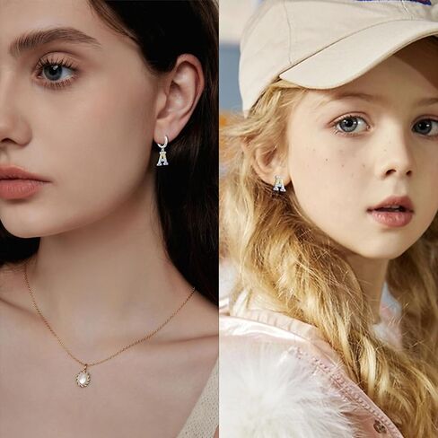 Hypoallergenic Earrings for Women Girls Sterling Silver 925-Littel Cute Kids Stud Hoop Dangle Initial Letter Earring for Girls Jewelry Present in Saudi Arabia