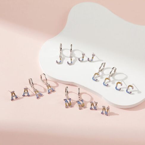 Hypoallergenic Earrings for Women Girls Sterling Silver 925-Littel Cute Kids Stud Hoop Dangle Initial Letter Earring for Girls Jewelry Present in Saudi Arabia