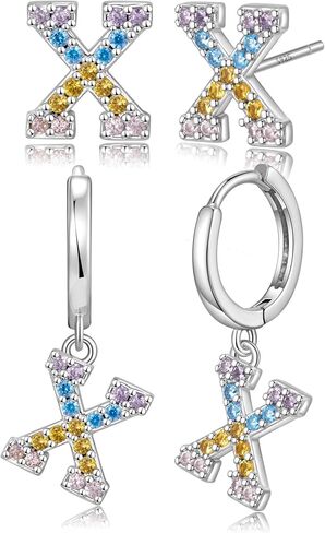 Hypoallergenic Earrings for Women Girls Sterling Silver 925-Littel Cute Kids Stud Hoop Dangle Initial Letter Earring for Girls Jewelry Present in Saudi Arabia