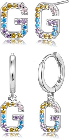 Hypoallergenic Earrings for Women Girls Sterling Silver 925-Littel Cute Kids Stud Hoop Dangle Initial Letter Earring for Girls Jewelry Present in Saudi Arabia