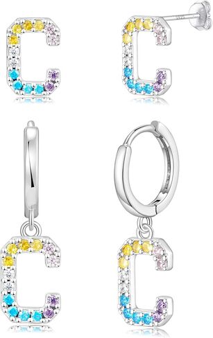 Hypoallergenic Earrings for Women Girls Sterling Silver 925-Littel Cute Kids Stud Hoop Dangle Initial Letter Earring for Girls Jewelry Present in Saudi Arabia