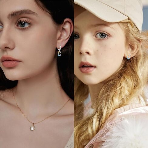 Hypoallergenic Earrings for Women Girls Sterling Silver 925-Littel Cute Kids Stud Hoop Dangle Initial Letter Earring for Girls Jewelry Present in Saudi Arabia
