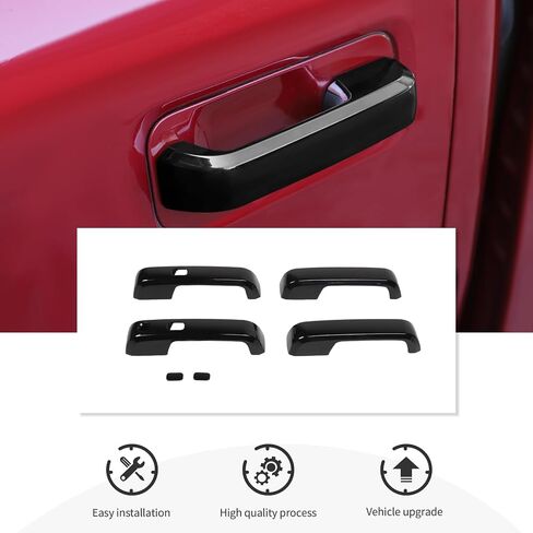 CheroCar Exterior Door Handle Cover with Smart Key Trim Decor Compatible with 2015 2016 2017 2018 2019 2020 Ford F150 F-150 4DR Outside Door Handle Protection Shell Exterior Accessories,Black 6PC in Kuwait