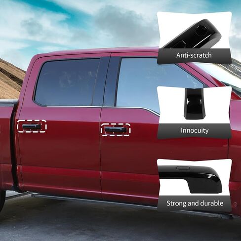 CheroCar Exterior Door Handle Cover with Smart Key Trim Decor Compatible with 2015 2016 2017 2018 2019 2020 Ford F150 F-150 4DR Outside Door Handle Protection Shell Exterior Accessories,Black 6PC in Kuwait