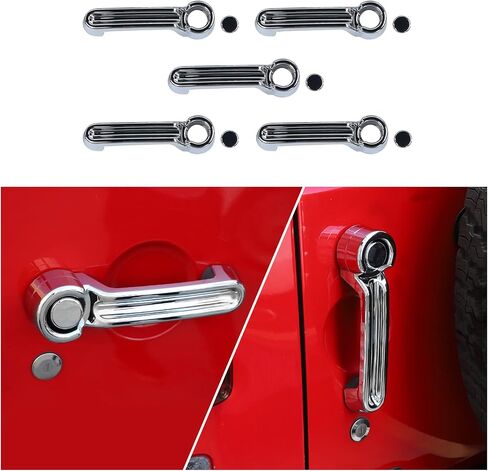 مجموعة غطاء مقبض الباب من CheroCar لسيارة Jeep JK وغطاء مقبض الباب الخلفي لسيارة جيب رانجلر JK 2007-2018 (أزرق فاتح) in Saudi Arabia