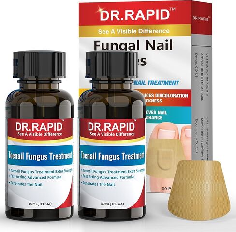 Toenail Fungus Treatment Extra Strength Kit - 30ml Nail Repair Liquid Solution and 20 Hydrogel Patches, Nighttime Fungal Nail Treatment for Toe & Fingers, Fast-Acting Formula in Kuwait