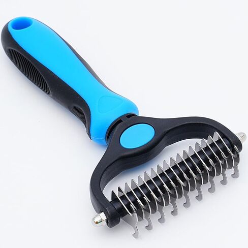2-in-1 Dog Brush for Shedding - Deshedding Tool, Flea Comb, and Undercoat Rake for Long & Short Haired Dogs, Pet Grooming Kit with Glove in Kuwait