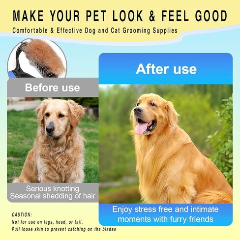 2-in-1 Dog Brush for Shedding - Deshedding Tool, Flea Comb, and Undercoat Rake for Long & Short Haired Dogs, Pet Grooming Kit with Glove in Kuwait