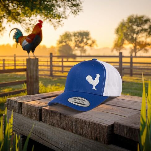 Adjustable Baseball Cap | Embroidered Rooster Farm Trucker Hat for Men & Women | Mesh Back Snapback Hat in Kuwait