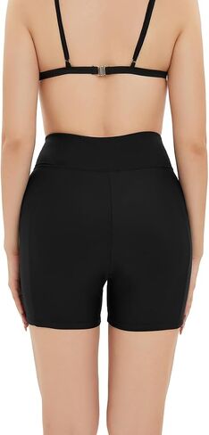 Women's High Waisted Swim Shorts Board Shorts Cross Waist Beach Surf Swimsuits Bottoms with Pockets in Saudi Arabia