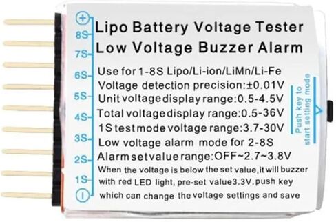جهاز اختبار جهد بطارية ليبو 1-8S BBX1-8S 2IN1/إنذار صفارة الجهد المنخفض/مدقق جهد البطارية مكبرات صوت مزدوجة (BBX1-8S مع حافظة) in Saudi Arabia