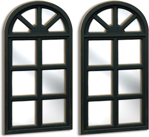 Putuo Decor Set of 2 Vintage Arch Window Frame Wall Decor with Acrylic Mirror Rustic Farmhouse Style for Living Room Bedroom Entryway Hallway Distressed Turquoise in Saudi Arabia