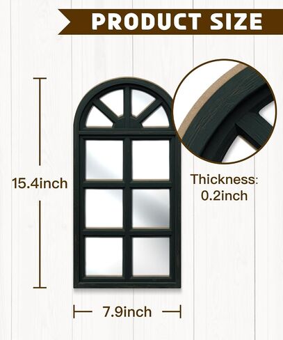 Putuo Decor Set of 2 Vintage Arch Window Frame Wall Decor with Acrylic Mirror Rustic Farmhouse Style for Living Room Bedroom Entryway Hallway Distressed Turquoise in Saudi Arabia