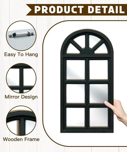 Putuo Decor Set of 2 Vintage Arch Window Frame Wall Decor with Acrylic Mirror Rustic Farmhouse Style for Living Room Bedroom Entryway Hallway Distressed Turquoise in Saudi Arabia