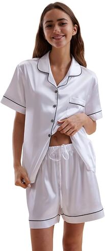 Satin Pajamas for Women Set Bridal Party Silk Pajama Bridesmaid Pjs Wedding PJ for Ladies Sleepwear Loungewear in Saudi Arabia