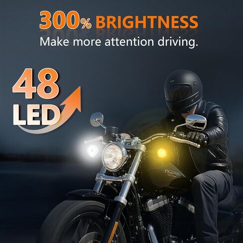 Deepfeel 2 بوصة 1157 كهرمان أمامي + أبيض LED إشارة الانعطاف وإضاءة الجري، ضوء تشغيل فرامل الدراجة النارية 800 Lumon لـ Harley Softail، Dyna، Sportster، Touring، Tri Glide in Kuwait